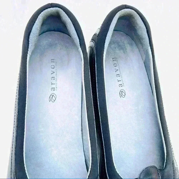 Aravon Black Leather Slip On Comfort Walking Loafer Shoes Size 9B - Picture 7 of 14